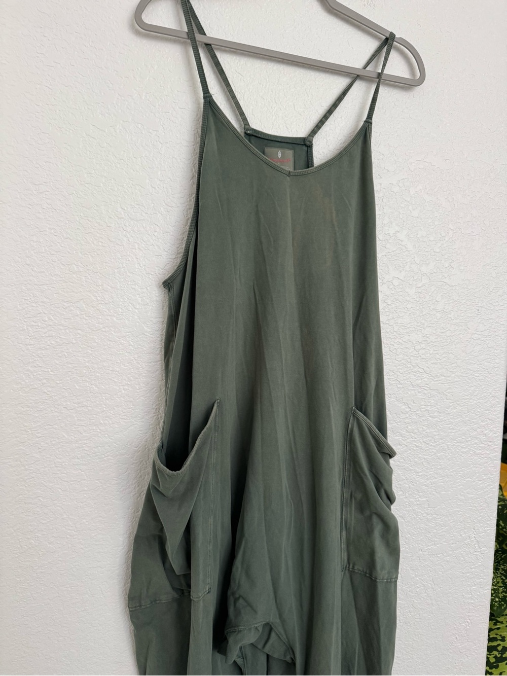 FP Movement Free People Olive Green Spaghetti Strap Jumpsuit with Pockets - Picture 4 of 11